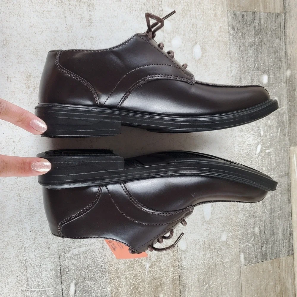 Deer Stags Gabe Boys Shoe 3 M Dark Brown Simulated Leather Square Toe Lace Up